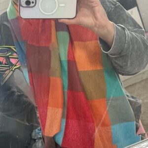 Pretty Persuasions Colorful Plaid wool rainbow Throw Blanket🌹🩵🩷💛